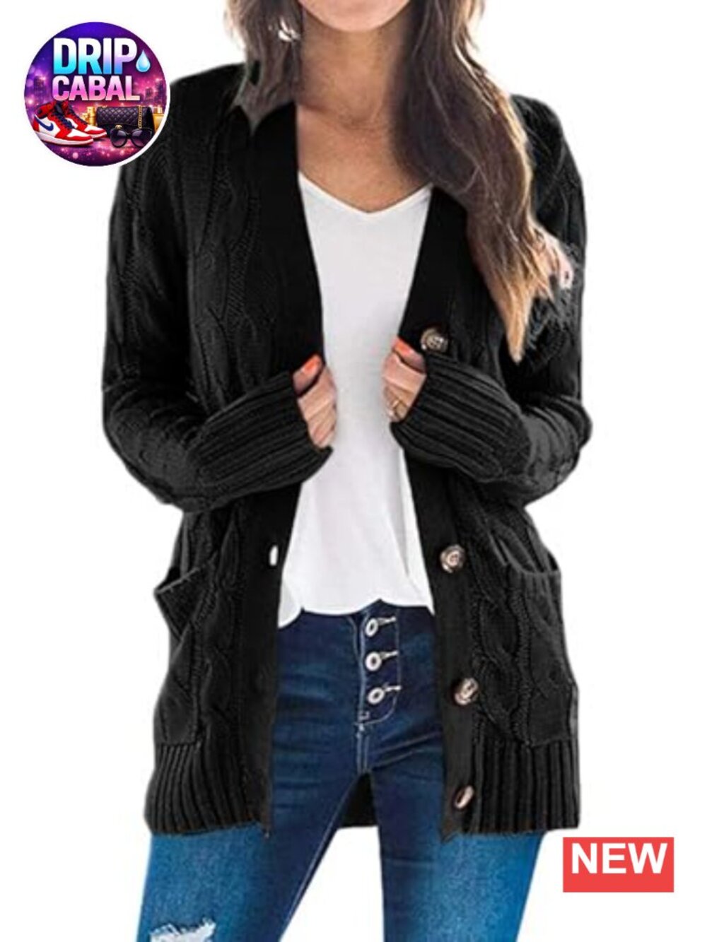Chunky Cable Knit Cardigan Button Down Long Sleeve Sweater